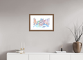 60 x 40 cm, Fine Art Print mit Holzrahmen, Nussbaum Hamburg Speicherstadt Wandbild