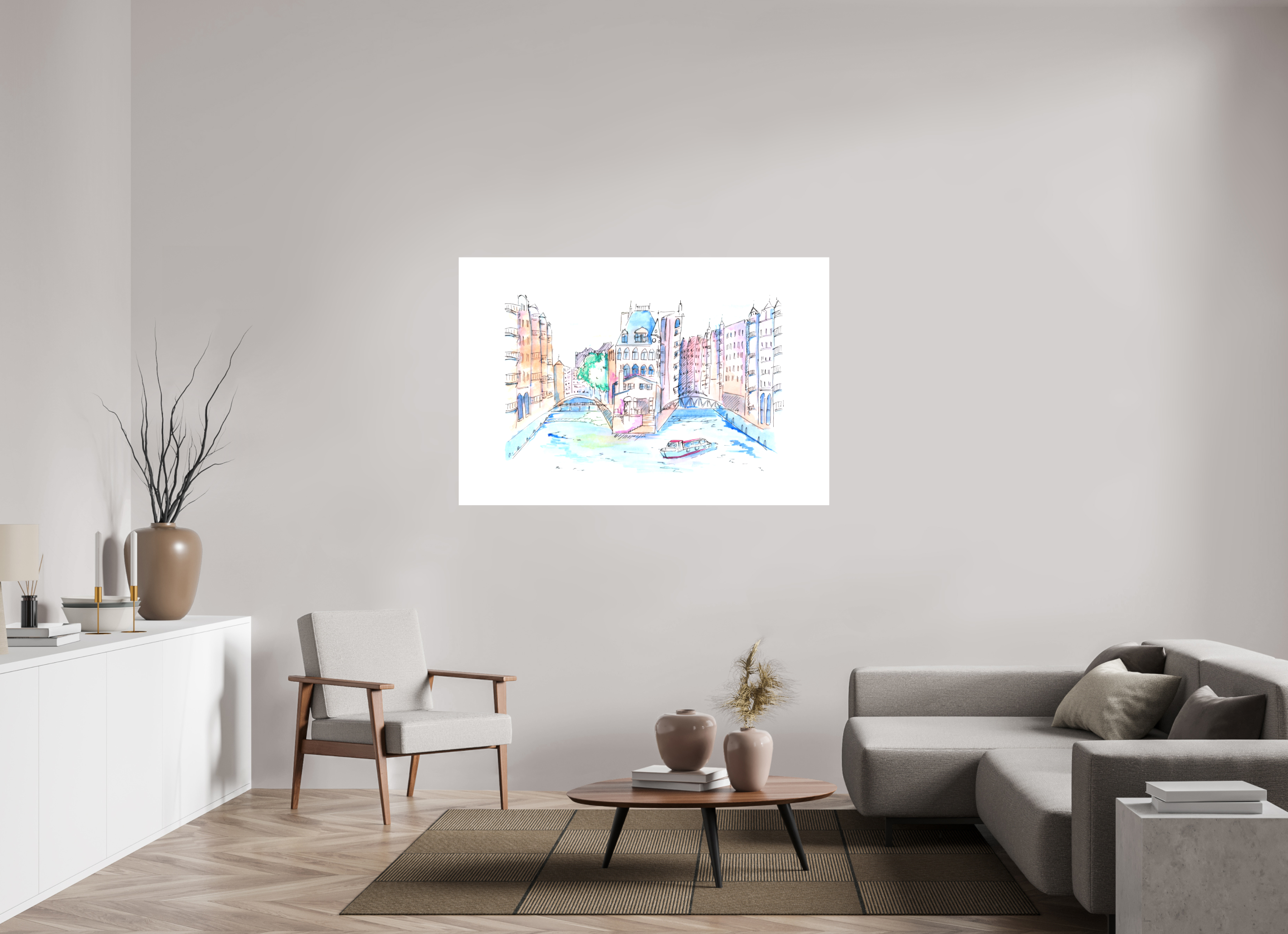 150 x 100 cm, Leinwand Hamburg Speicherstadt Wandbild