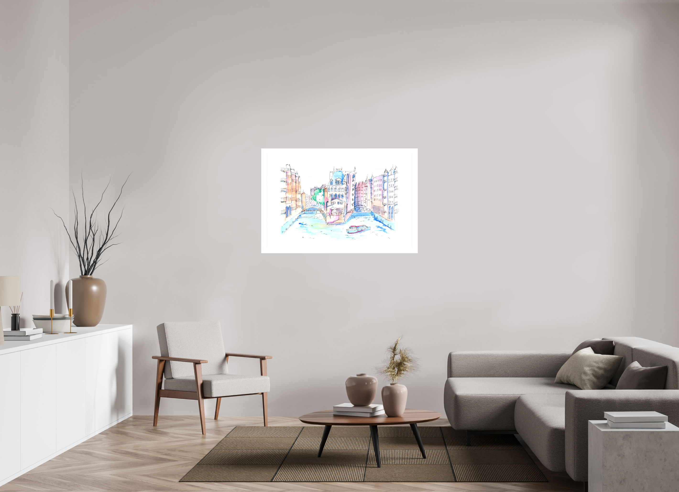 120 x 80 cm, Leinwand Hamburg Speicherstadt Wandbild