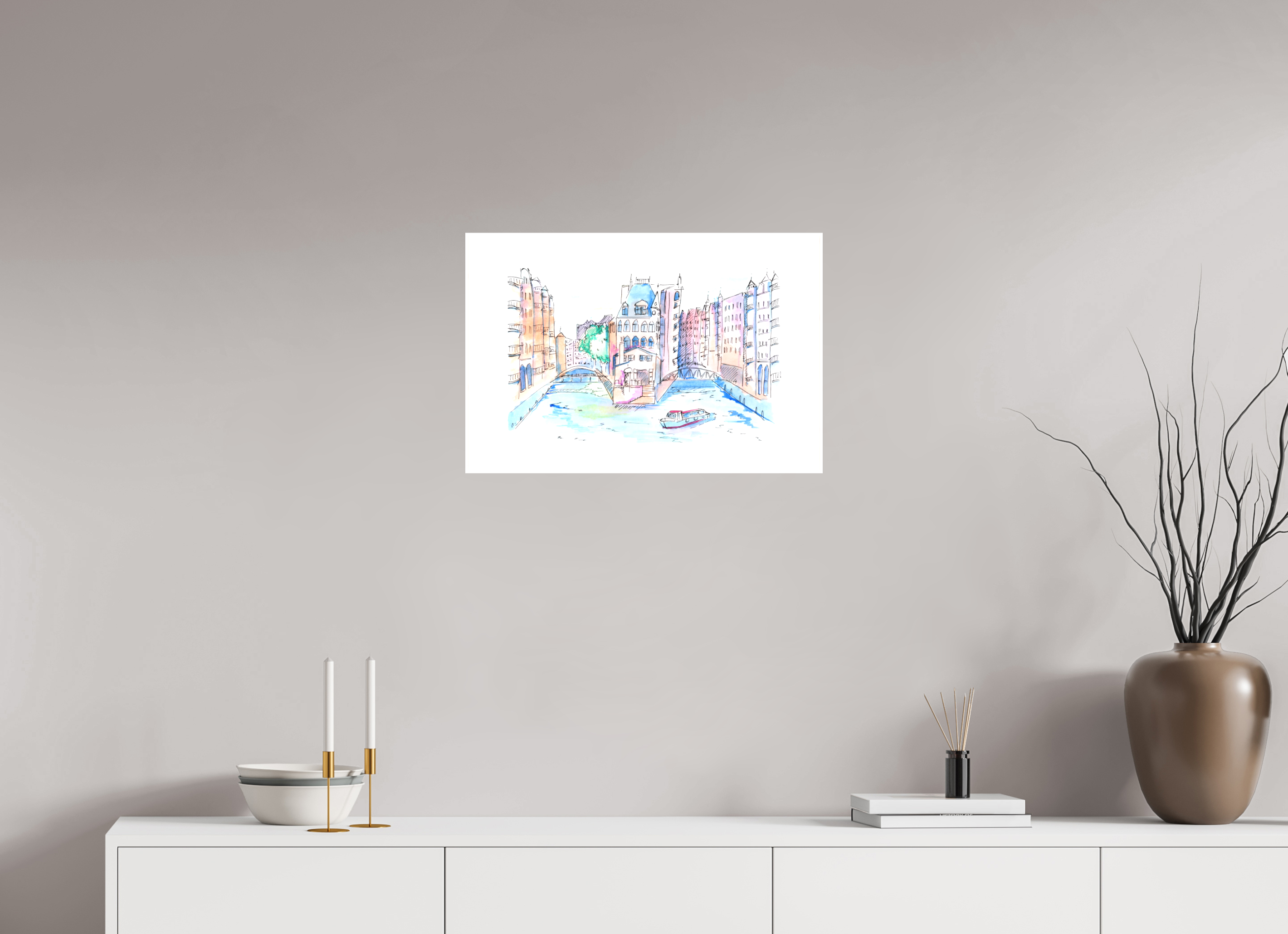 60 x 40 cm, Leinwand Hamburg Speicherstadt Wandbild