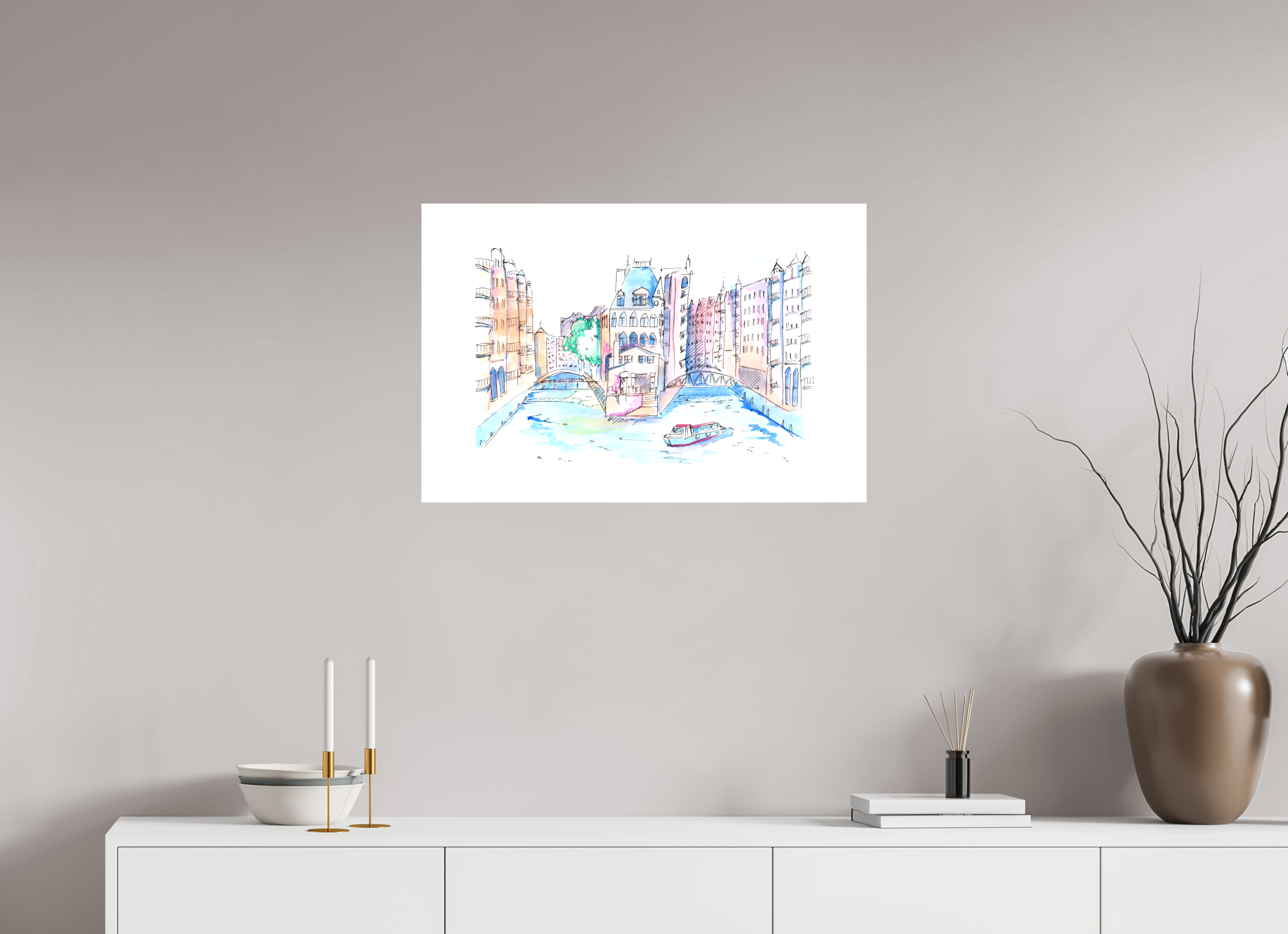 75 x 50 cm, Leinwand Hamburg Speicherstadt Wandbild